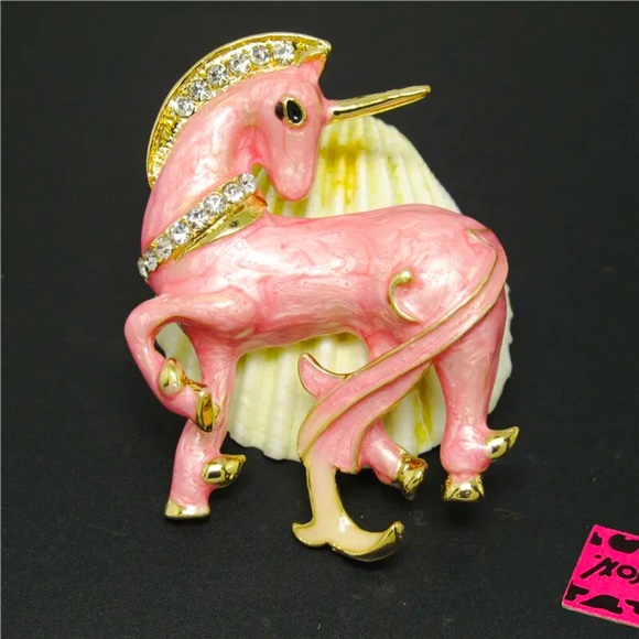 Betsey Johnson Jewelry - New Betsey Johnson Pink Cute Enamel Unicorn Horse Crystal necklace